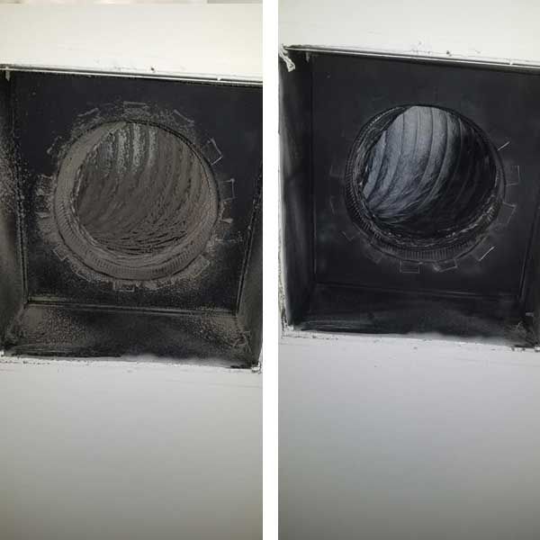 Vent cleaning before and after