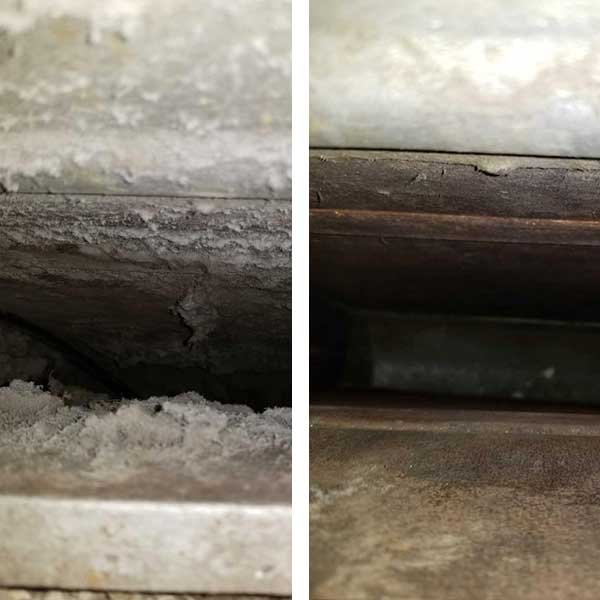 Air duct cleaning before and after