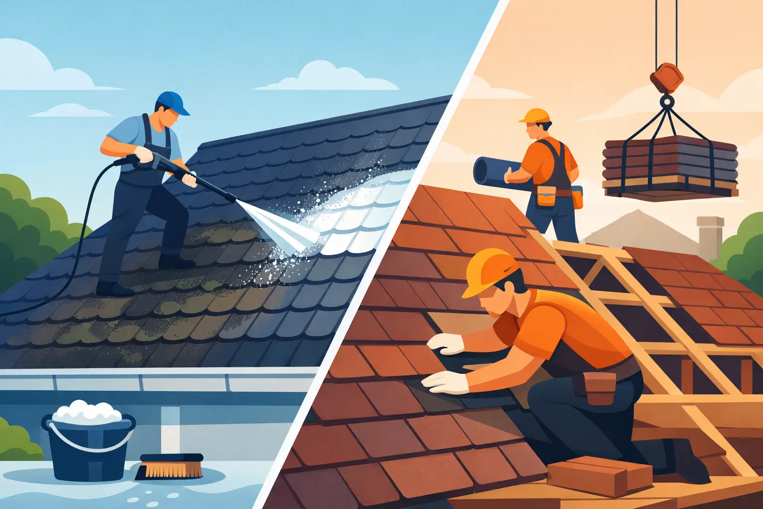 Roof Washing vs Roof Replacement