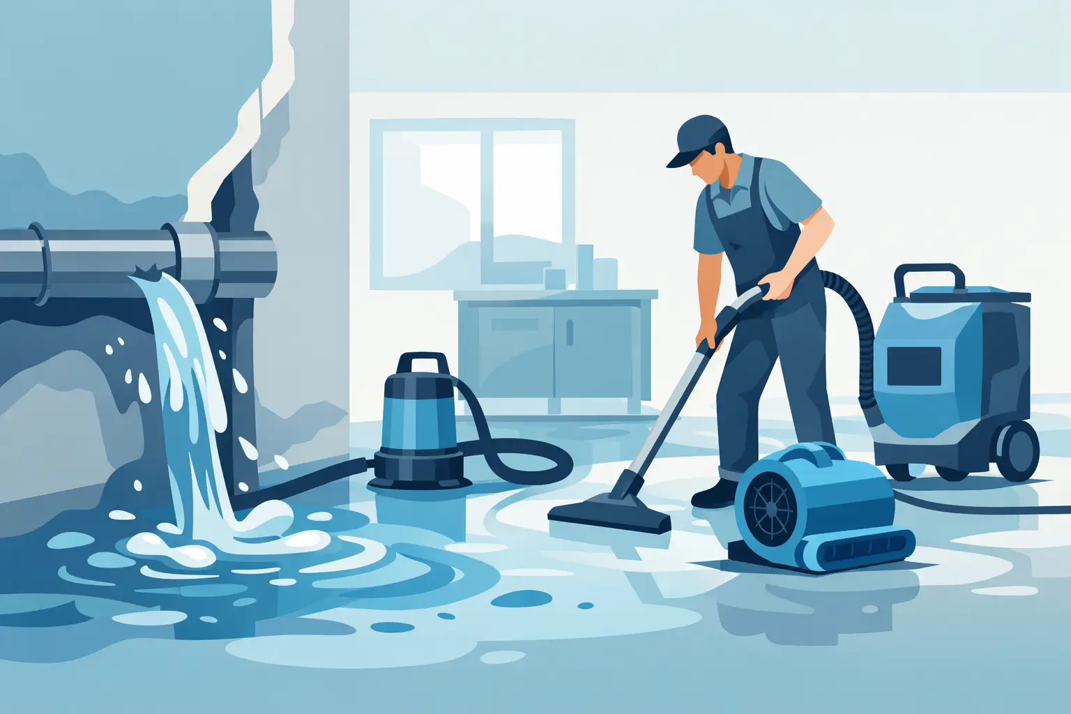 Water Extraction After Burst Pipe Damage